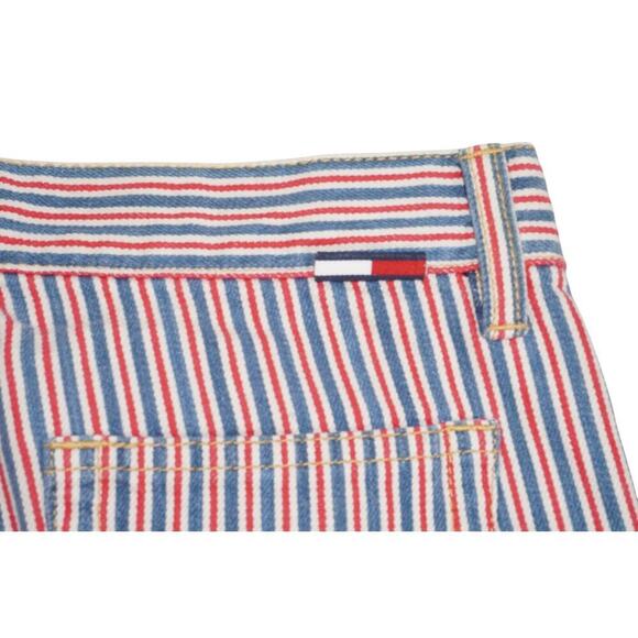 Vintage Tommy Jeans Red White Blue Striped Flare Pants Size 3 Y2K 90s Retro USA - Picture 6 of 16